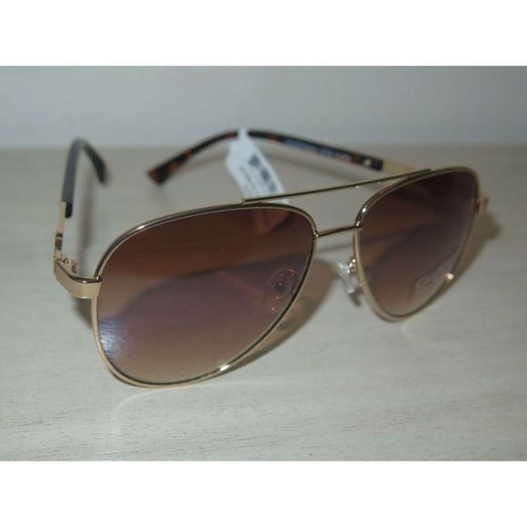 Jessica Simpson Gold Aviator Sunglasses Tortoise Shell Arms J5759-GLDTS $55 MSRP - Picture 4 of 12